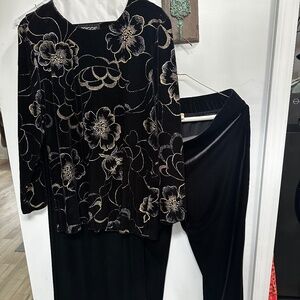 2 Piece Velour Dressy Top and Pants